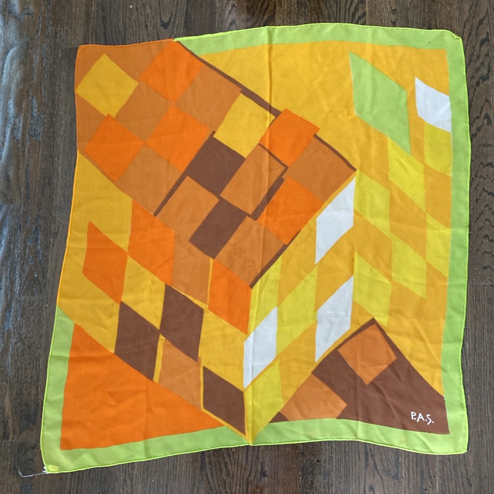 Vintage P.A.S. Mid Century Color Square Scarf